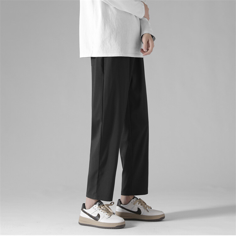 Composite thickened straight Hong Kong style large size ice silk casual trousers KA2-QBW-K606