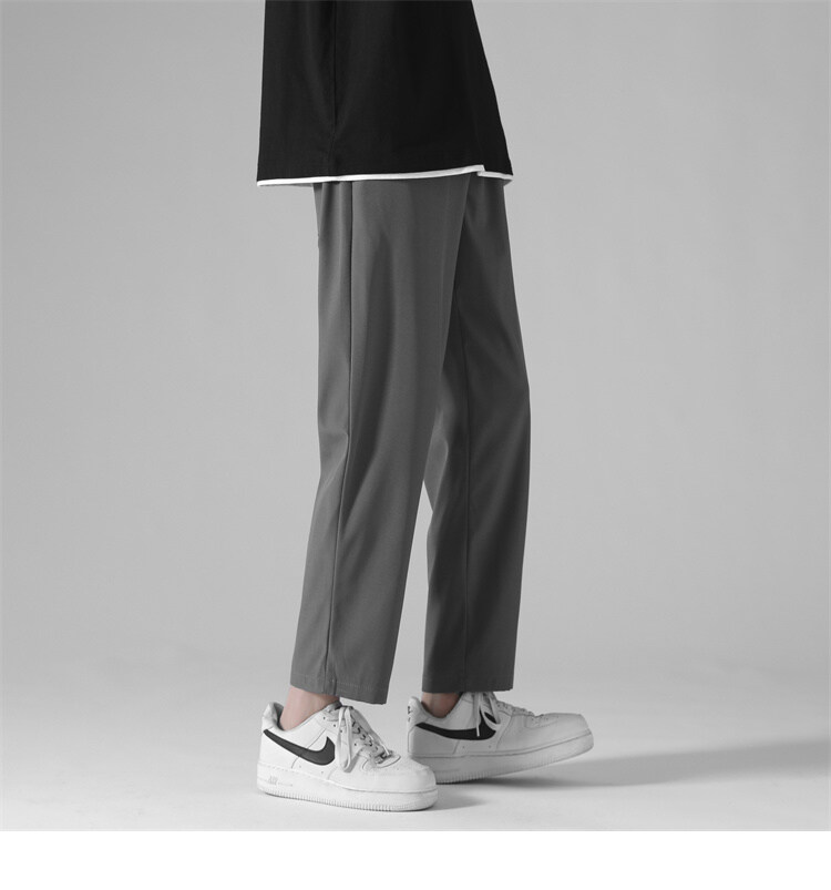 Composite thickened straight Hong Kong style large size ice silk casual trousers KA2-QBW-K606