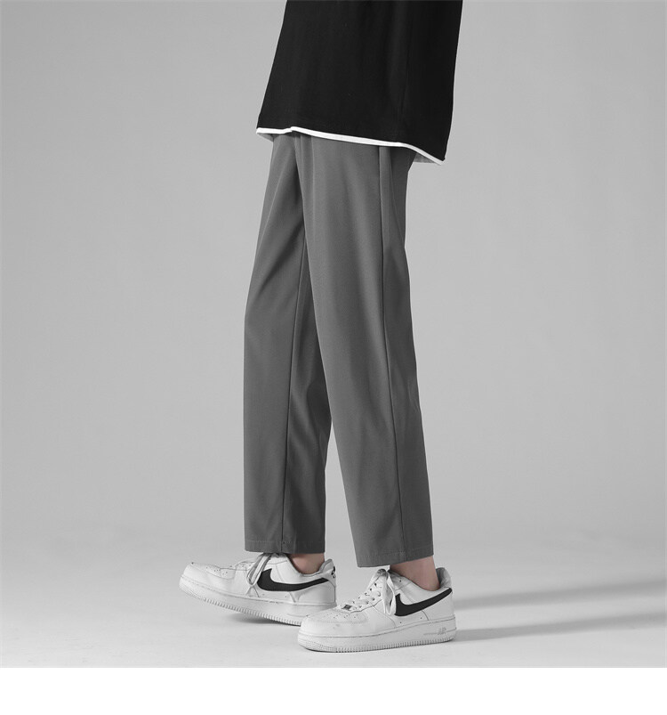 Composite thickened straight Hong Kong style large size ice silk casual trousers KA2-QBW-K606