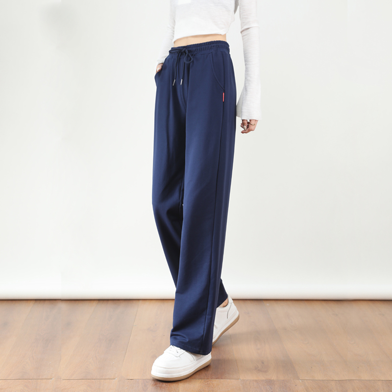 Sports loose high waist casual drape drawstring sweatpants straight trousers G32-95760