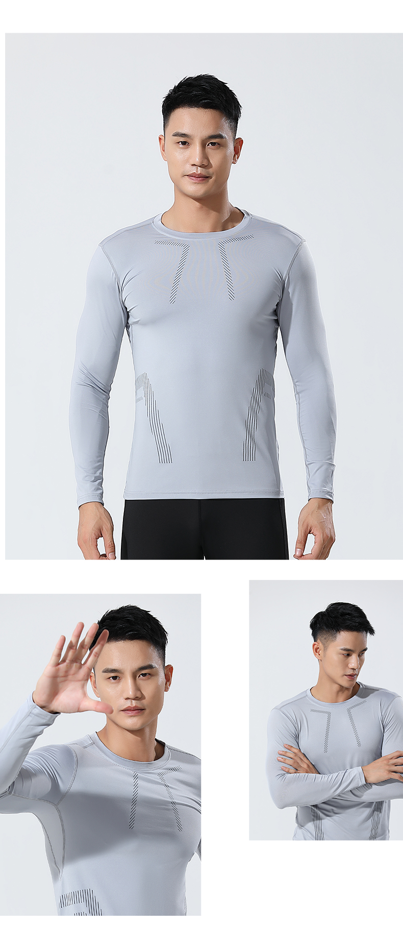 Autumn and winter fitness clothes men long sleeve sports training running quick-drying high elastic G19-3305