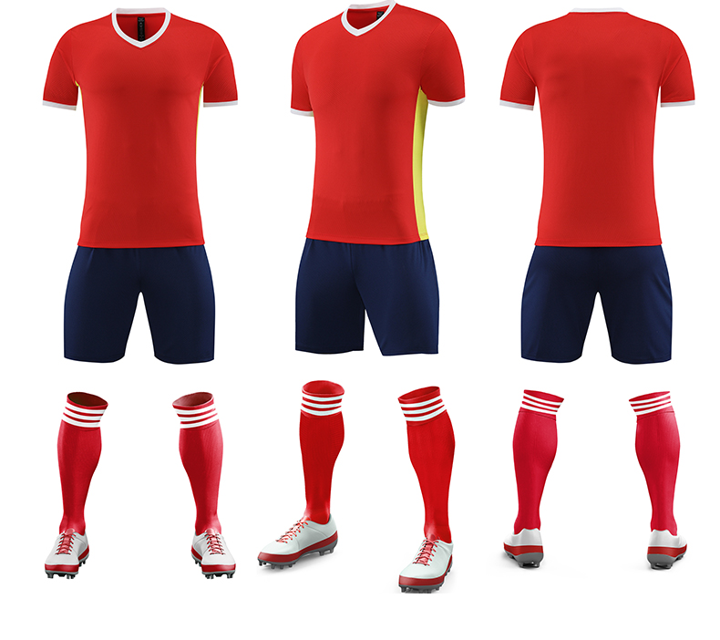 Sports V-neck football match training suit short-sleeved suit GB7-6802