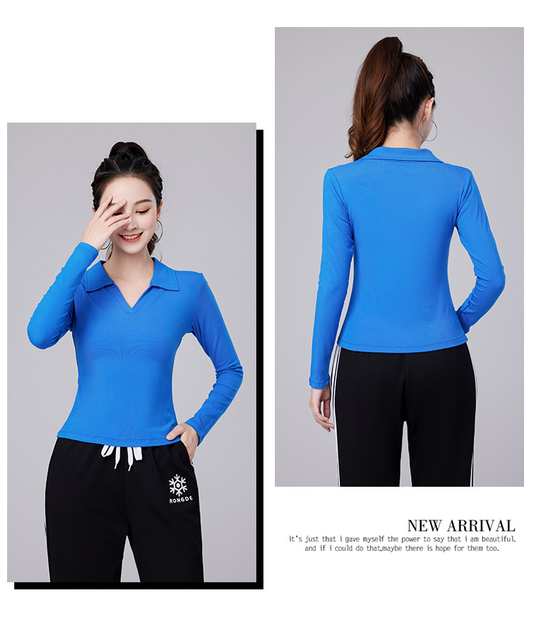 V-neck ladies long-sleeved T-shirt H25-202312