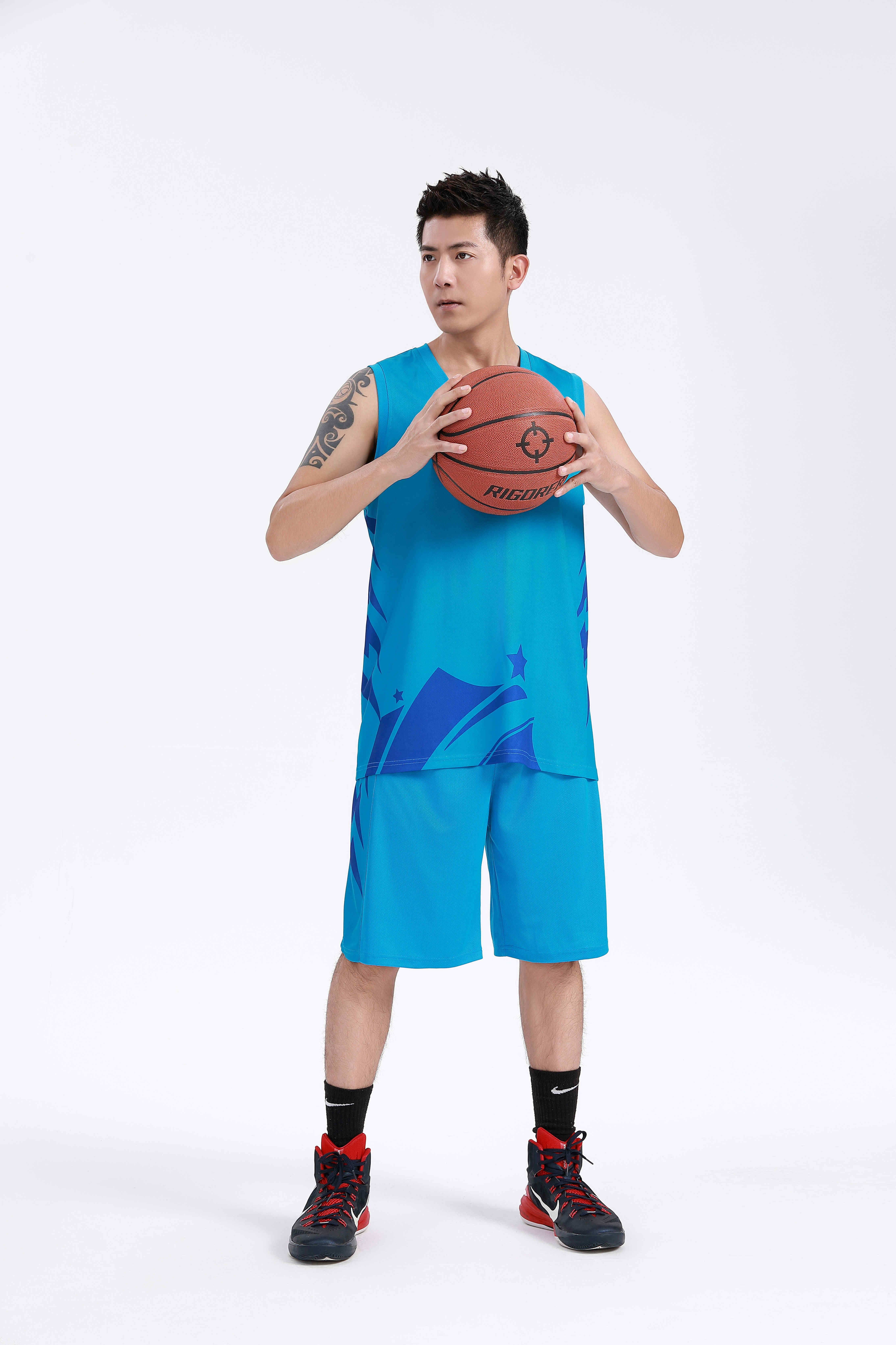 Solid color printed quick-drying sports basketball suit GY6-8452