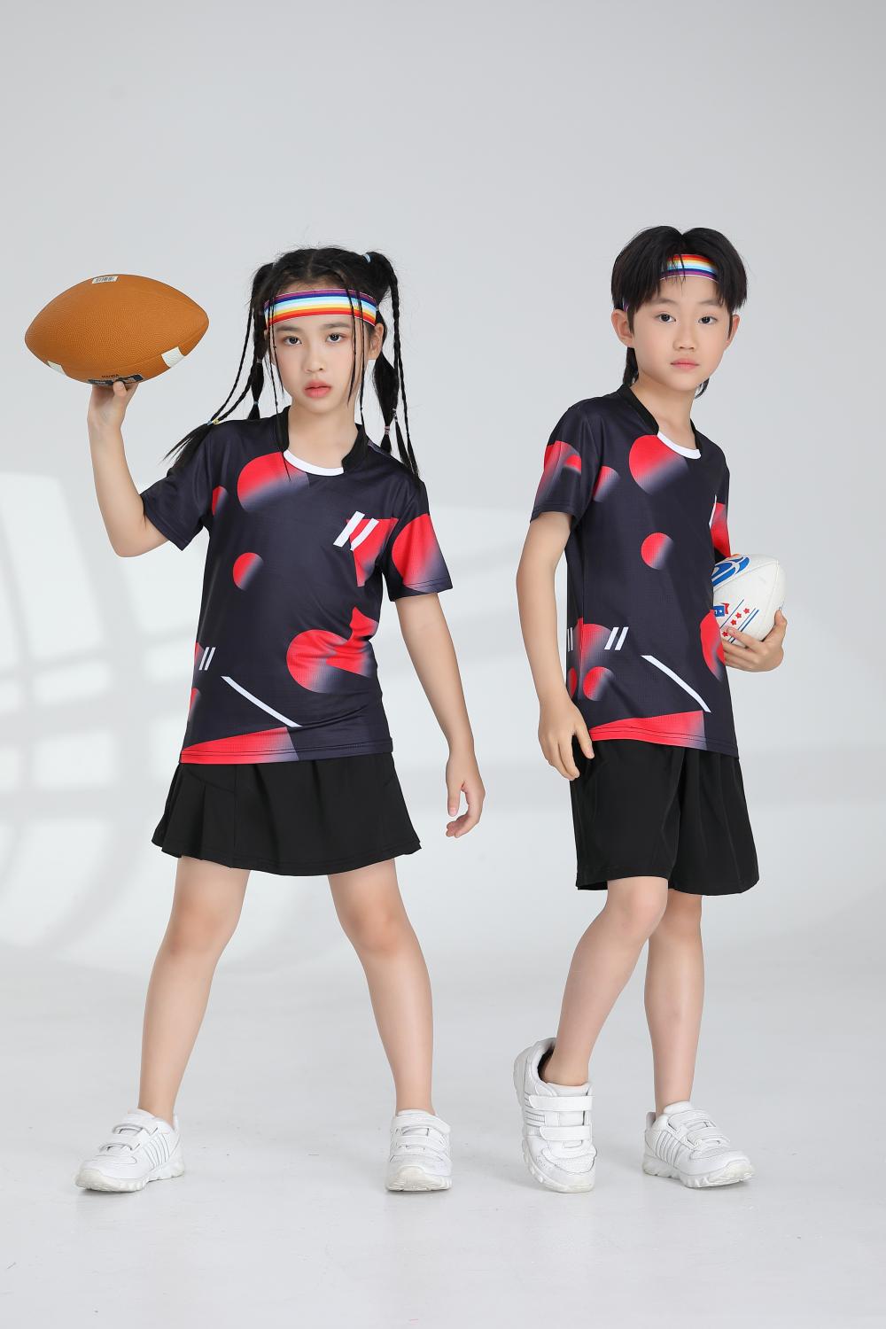 Polyester-ammonia Tianxing mesh sports quick-drying breathable badminton suit 120-1887 children