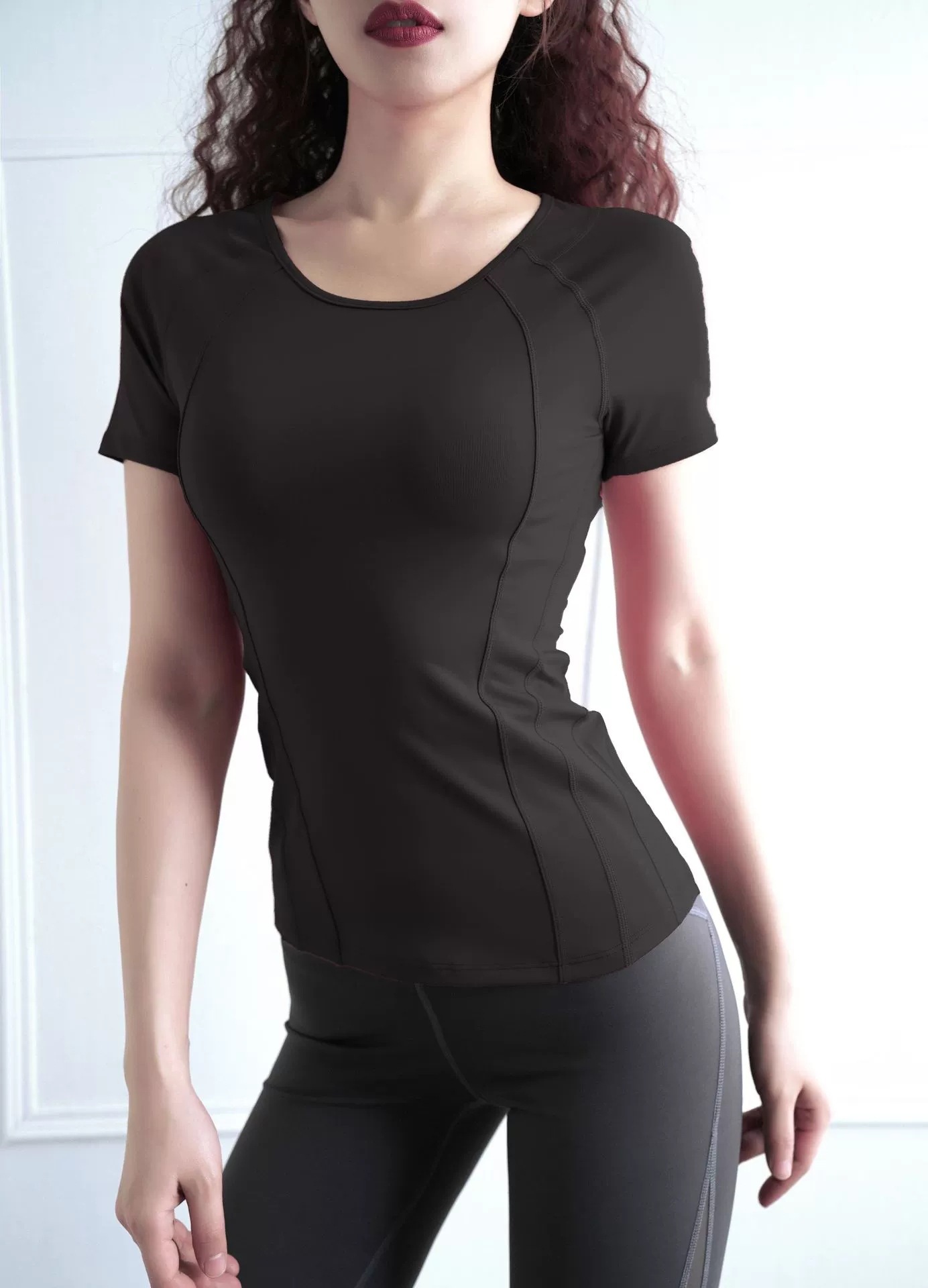 Lightweight, breathable, quick-drying sports short-sleeved yoga suit for women W18-DX-052