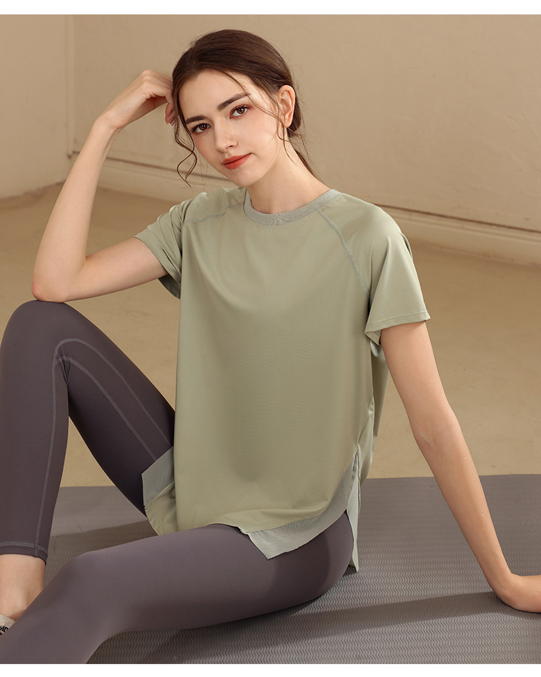 Sports quick-drying loose short-sleeved yoga clothes for women W18-DX-067