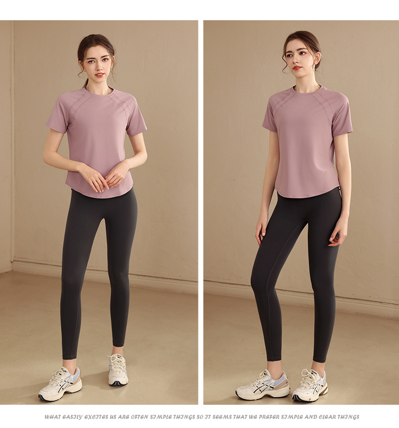 Quick-drying loose sports short-sleeved thin breathable yoga clothes for women W18-DX-069