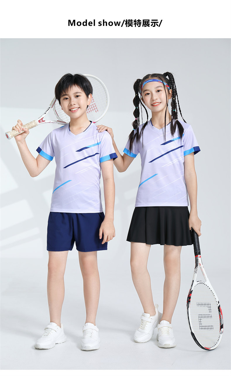 Lightweight slim fit V-neck sports badminton suit 120-901 for children