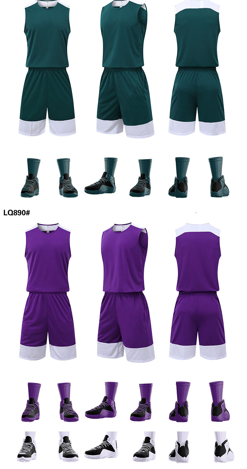 Colorblocked round neck sports basketball suit G13-890