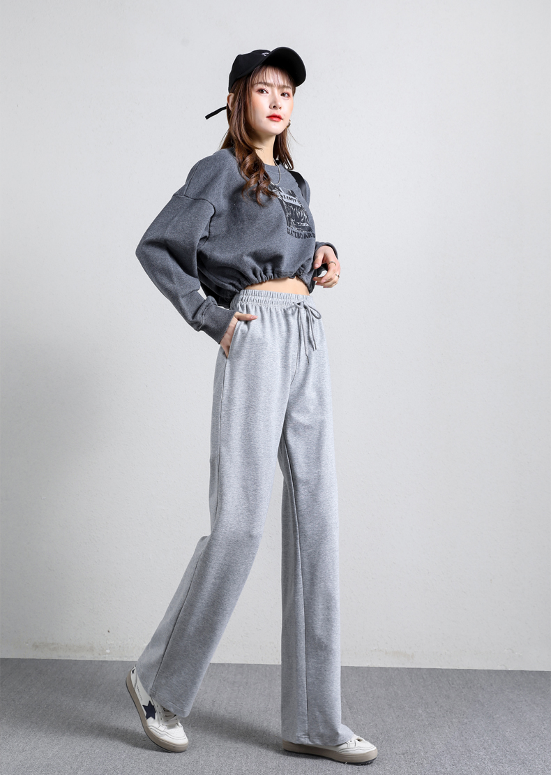 Straight wide-leg pants spring and autumn sports casual trousers for women G32-0701