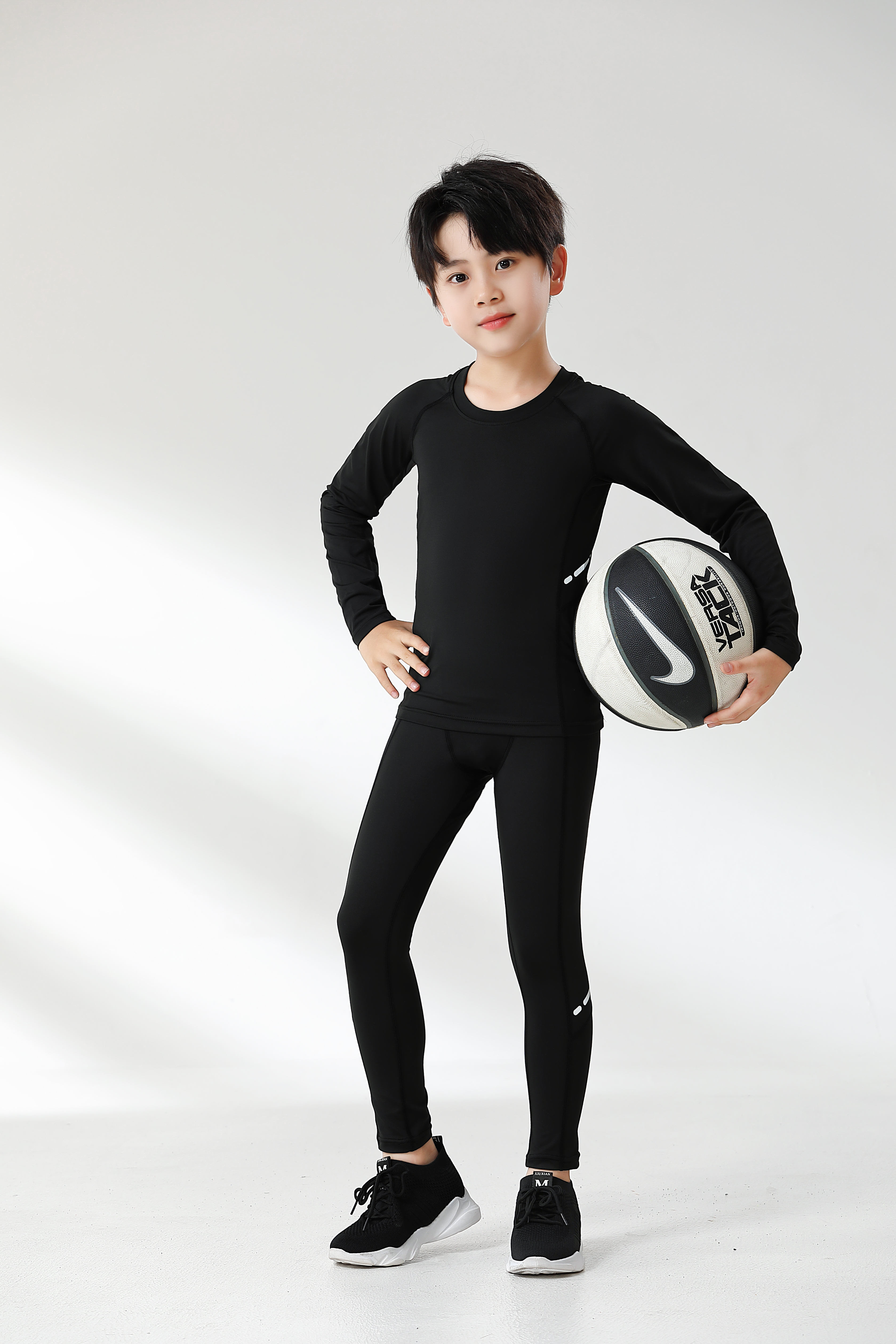 Milk silk color-blocked sports round neck long-sleeved T-shirt for children G19-225