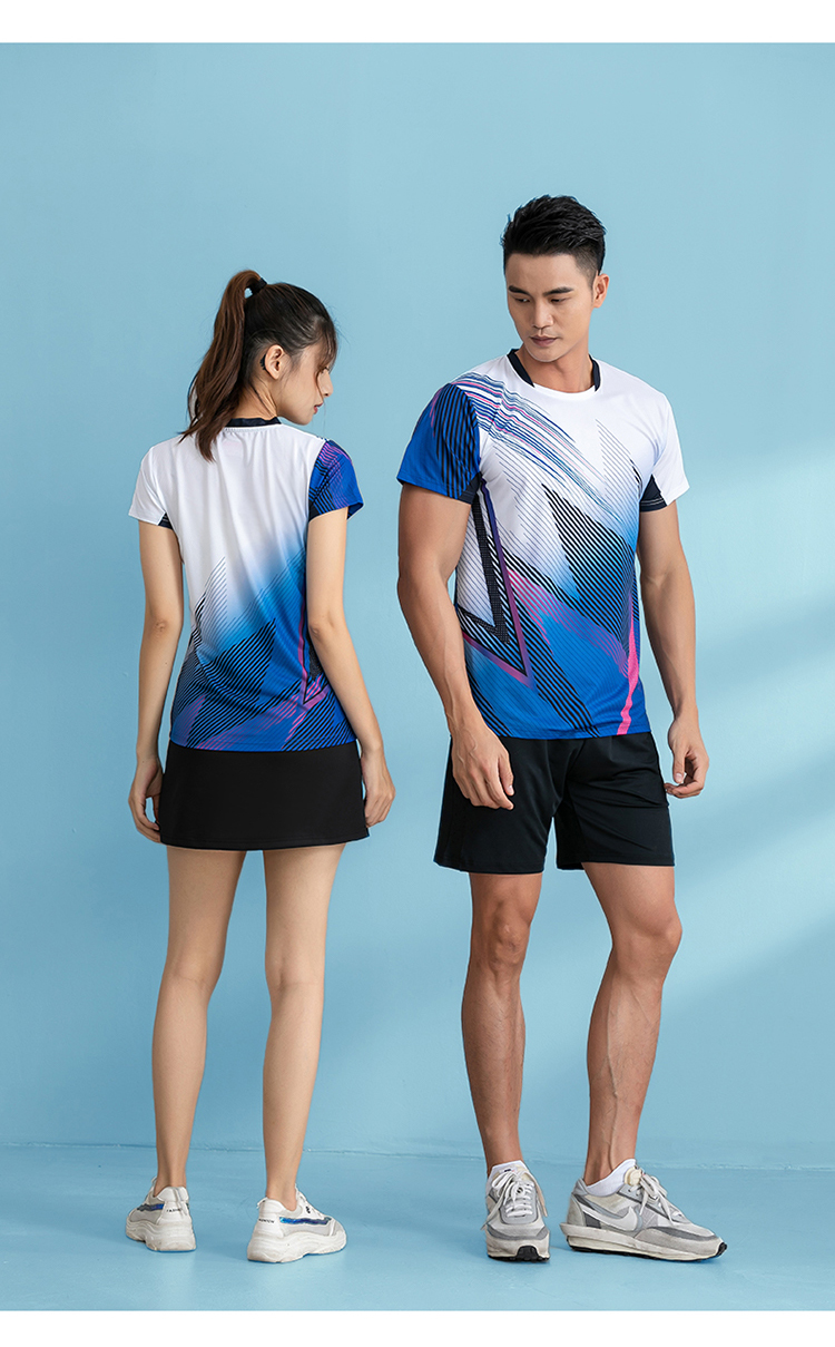 Single-sided feather pattern sports short-sleeved competition training suit GR8-1255 men single top