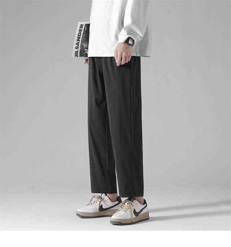 Composite thickened straight Hong Kong style large size ice silk casual trousers KA2-QBW-K606