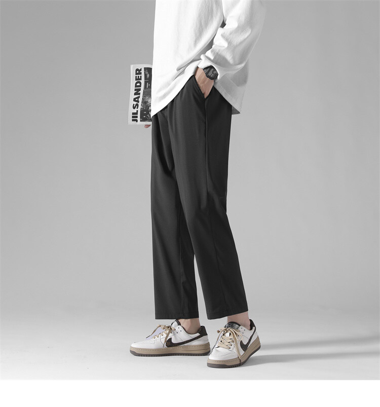 Composite thickened straight Hong Kong style large size ice silk casual trousers KA2-QBW-K606