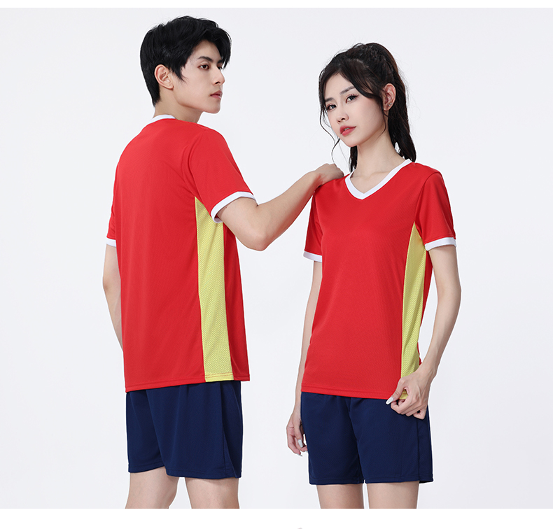 Sports V-neck football match training suit short-sleeved suit GB7-6802