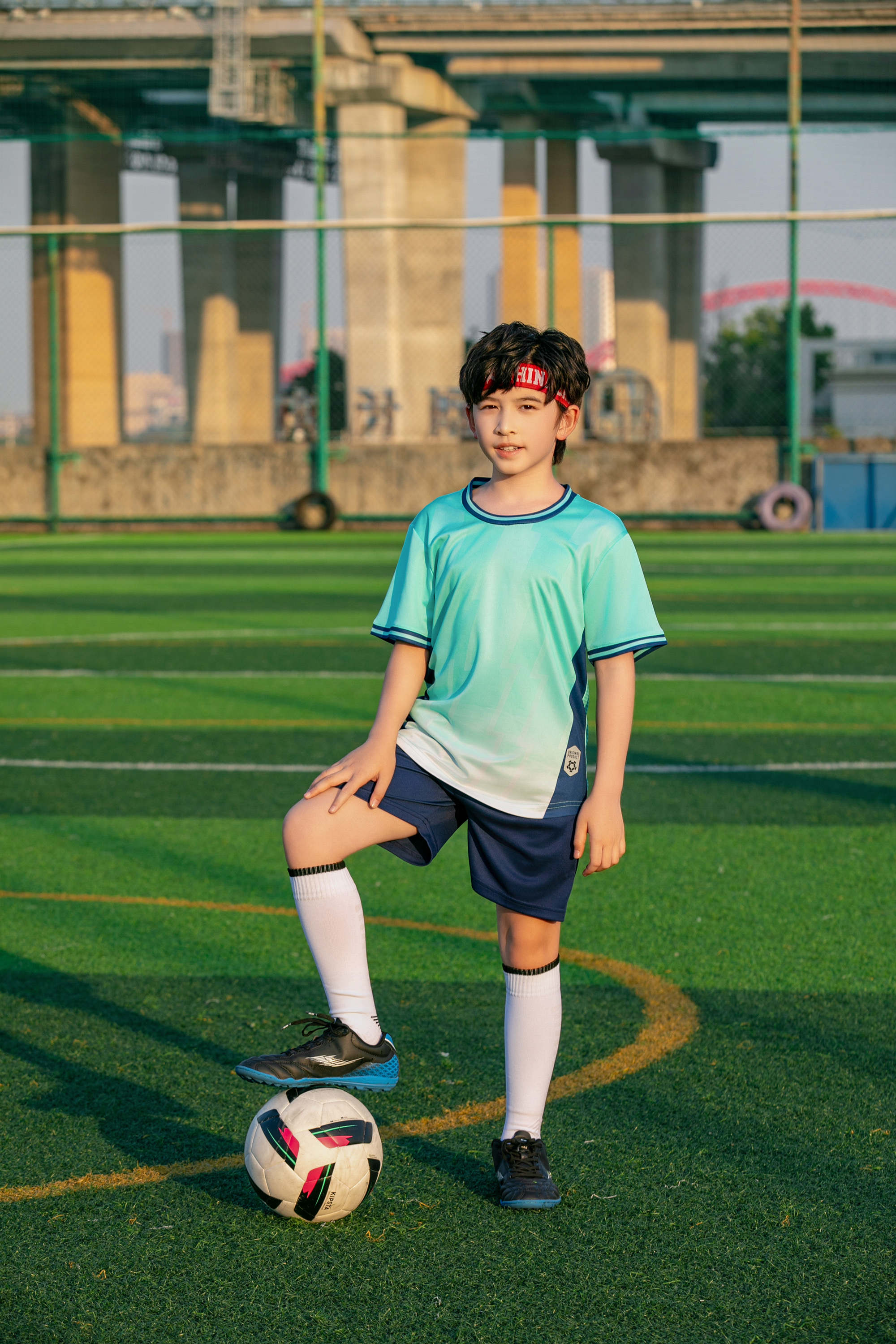 Gradient stripe collar football training suit for children GR4-D8863