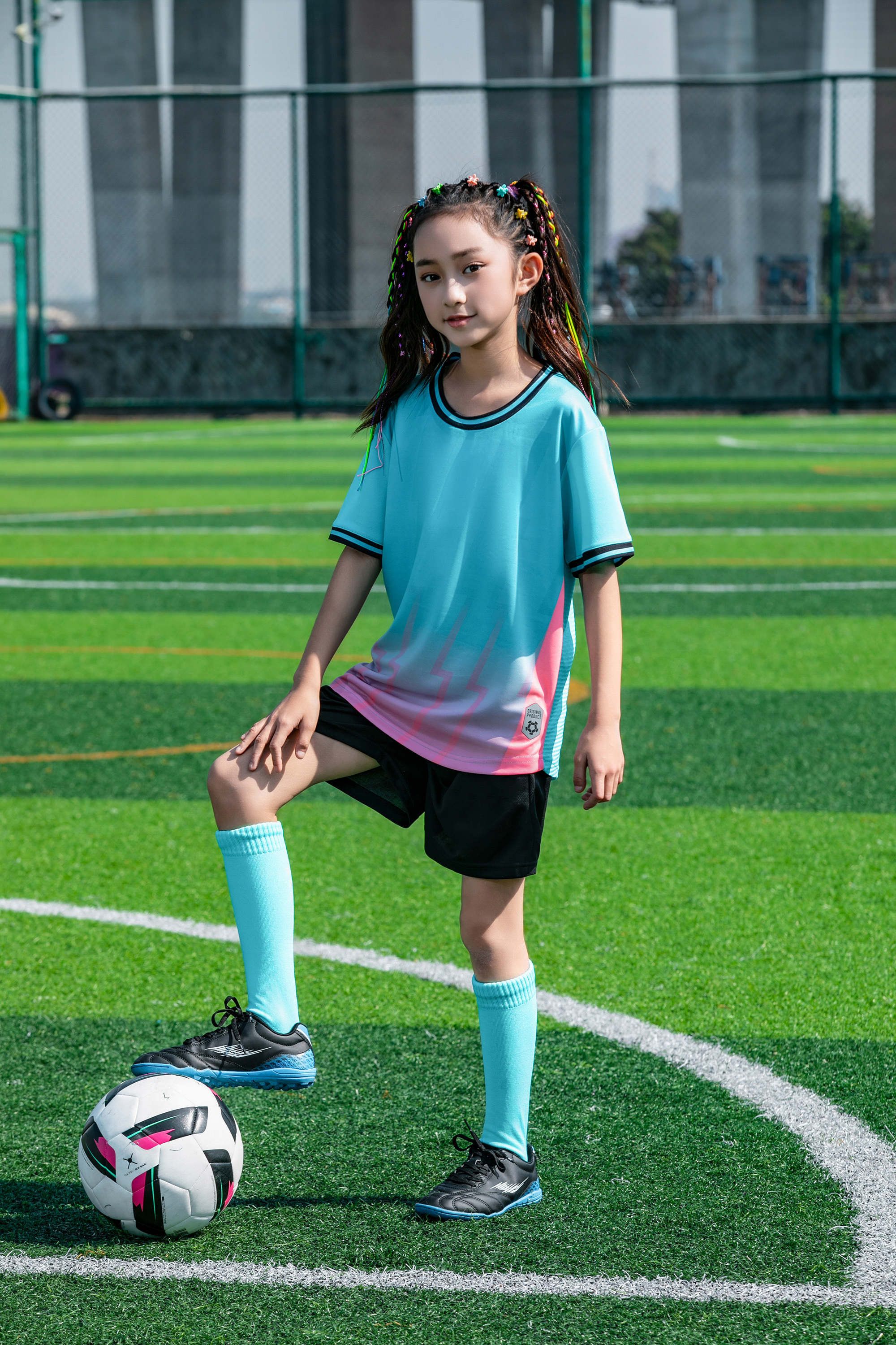 Gradient stripe collar football training suit for children GR4-D8863