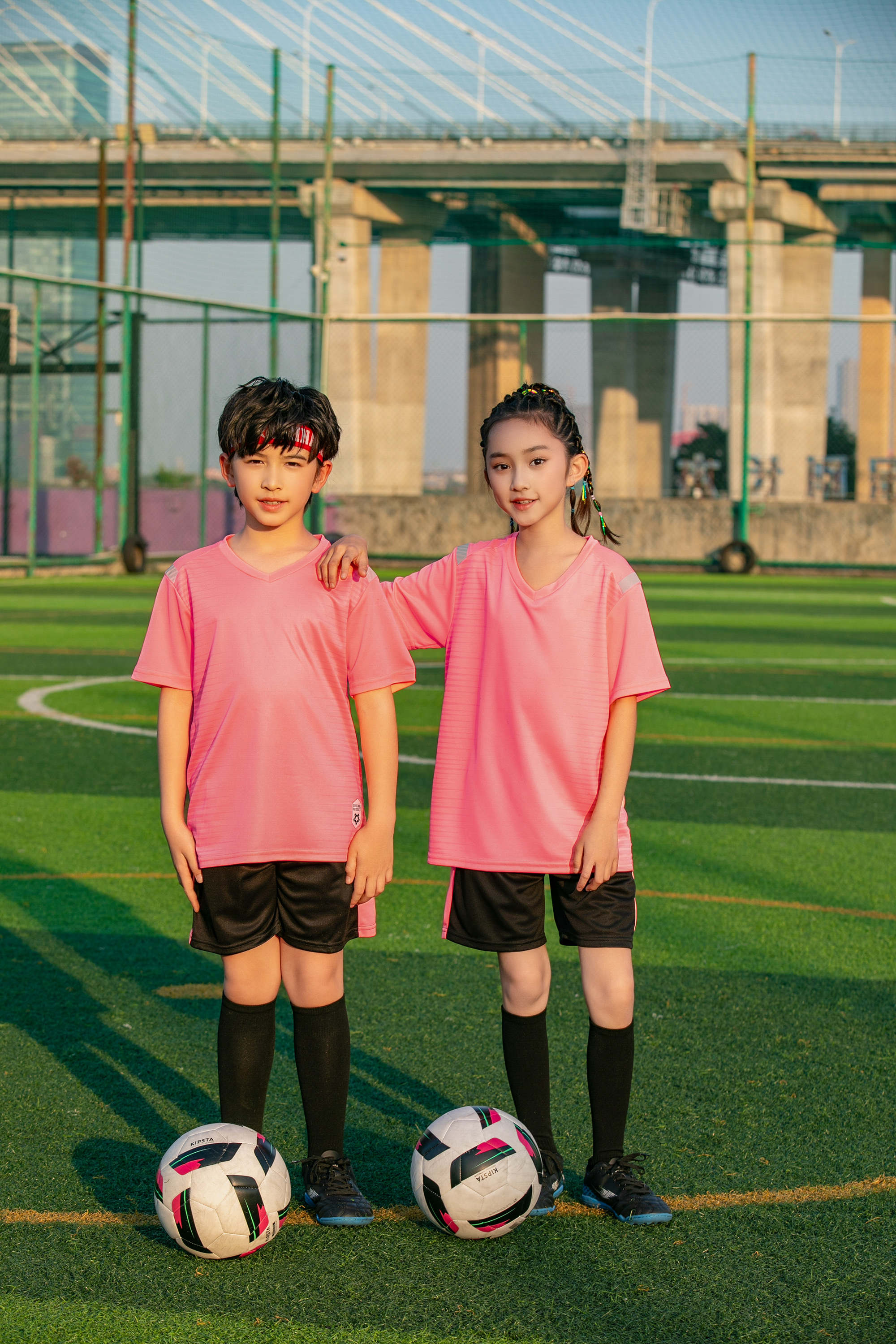 Moisture-absorbent and breathable color-blocked football training suit for children GR4-D8865