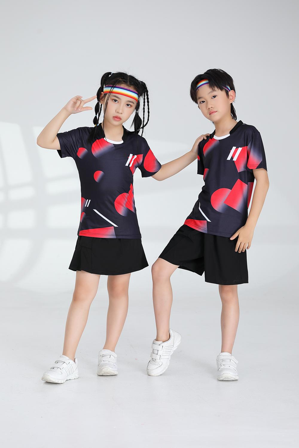 Polyester-ammonia Tianxing mesh sports quick-drying breathable badminton suit 120-1887 children