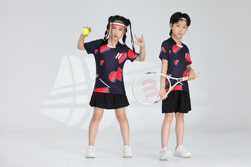 Polyester-ammonia Tianxing mesh sports quick-drying breathable badminton suit 120-1887 children