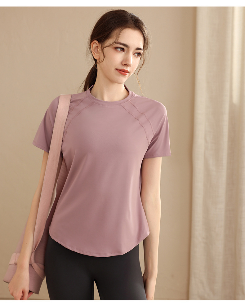 Quick-drying loose sports short-sleeved thin breathable yoga clothes for women W18-DX-069