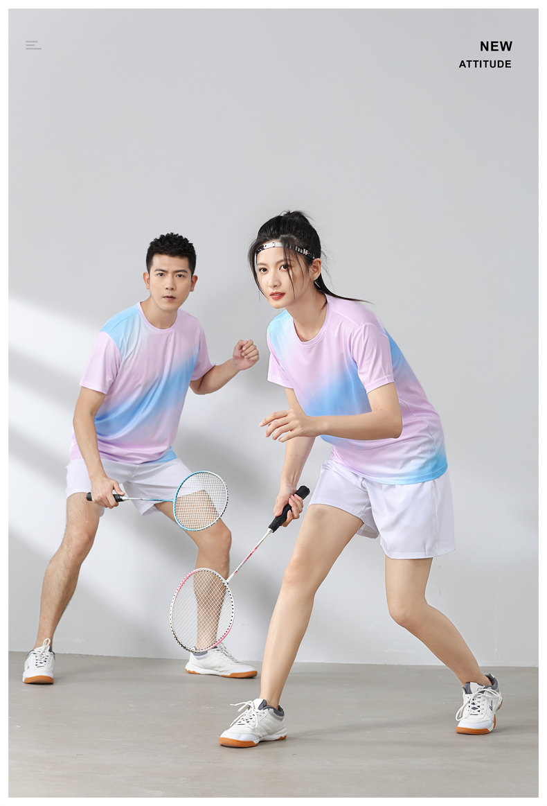 Small square contrast color round neck quick-drying sports badminton suit 120-304