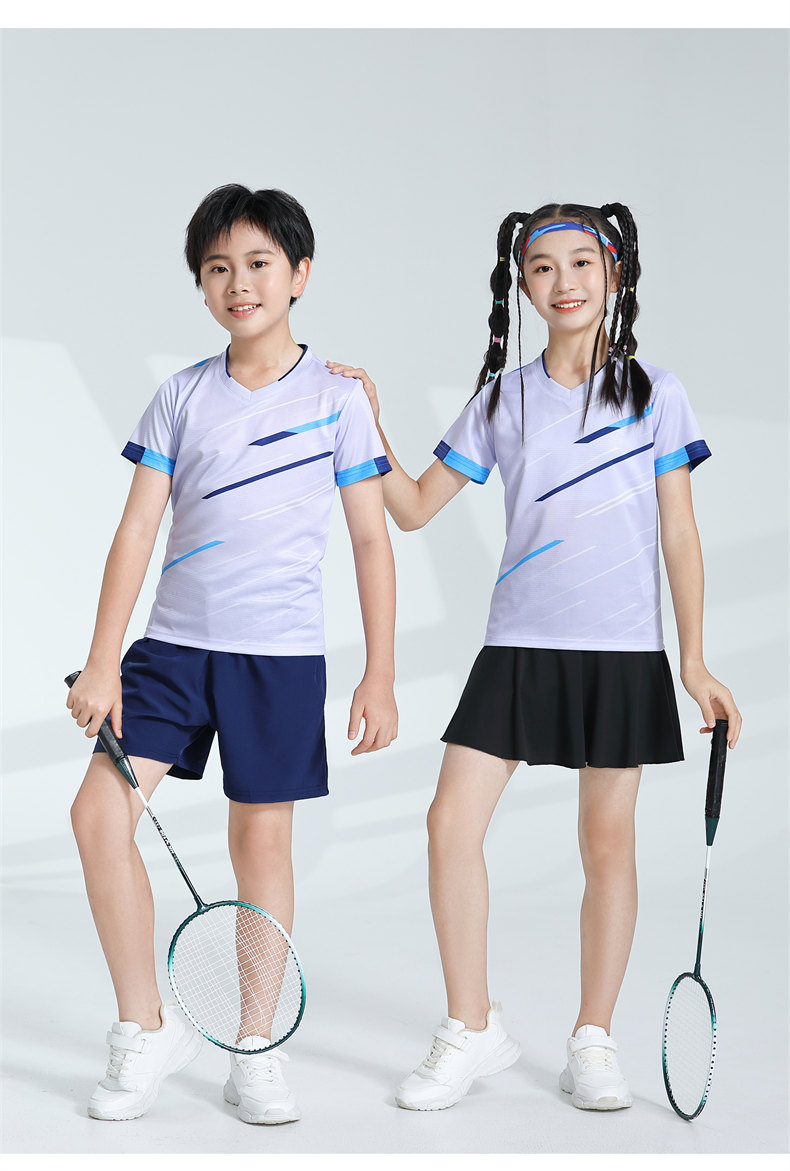 Lightweight slim fit V-neck sports badminton suit 120-901 for children