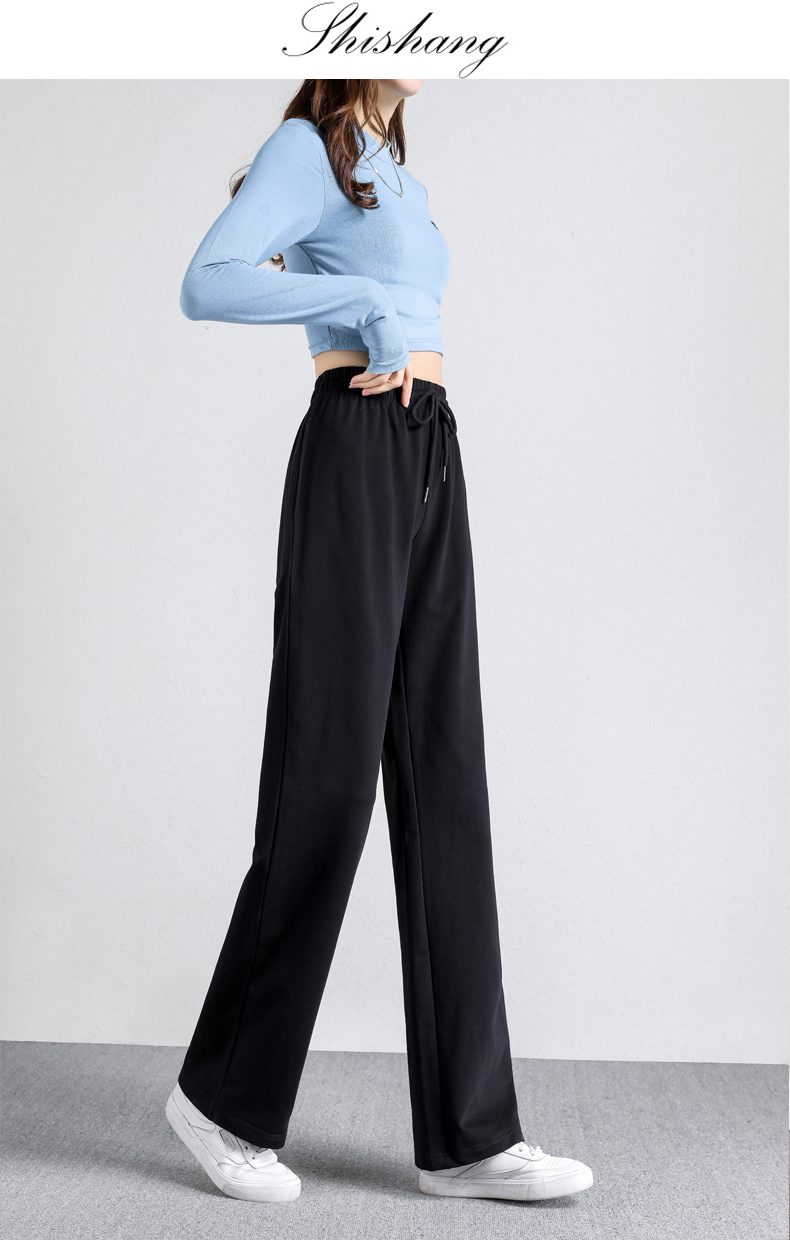 Straight wide-leg pants spring and autumn sports casual trousers for women G32-0701