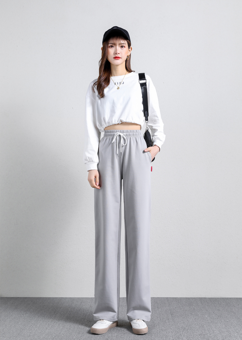 Straight wide-leg pants spring and autumn sports casual trousers for women G32-0701