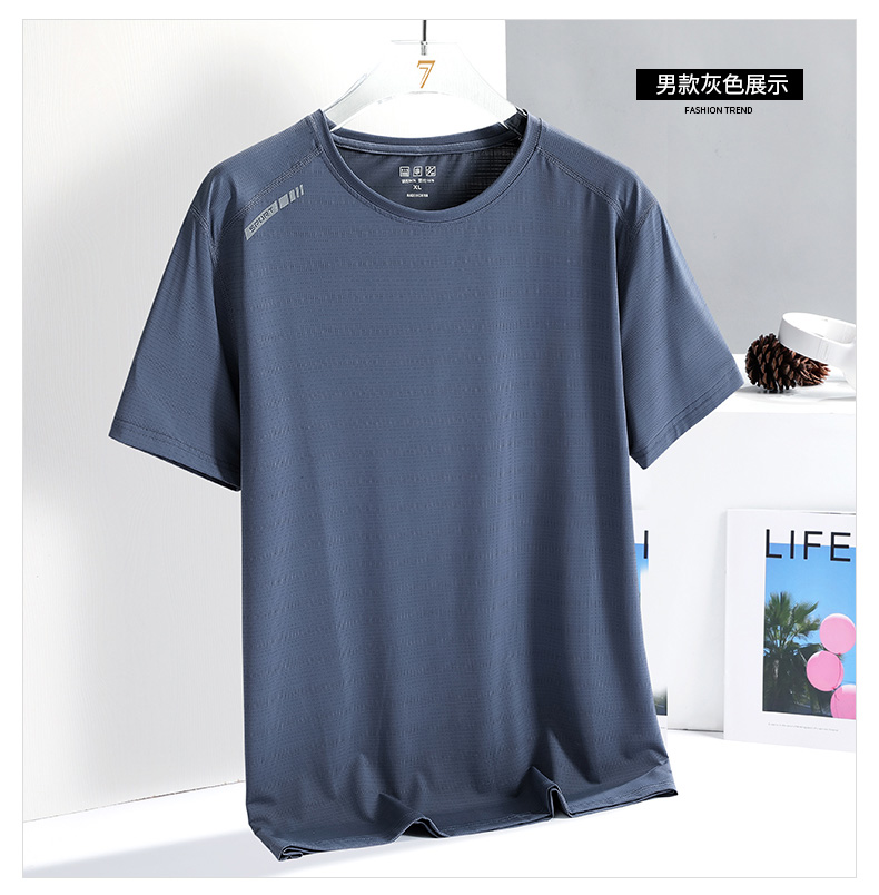 Printed ice silk sports casual running round neck short-sleeved T-shirt KD1-8299 men