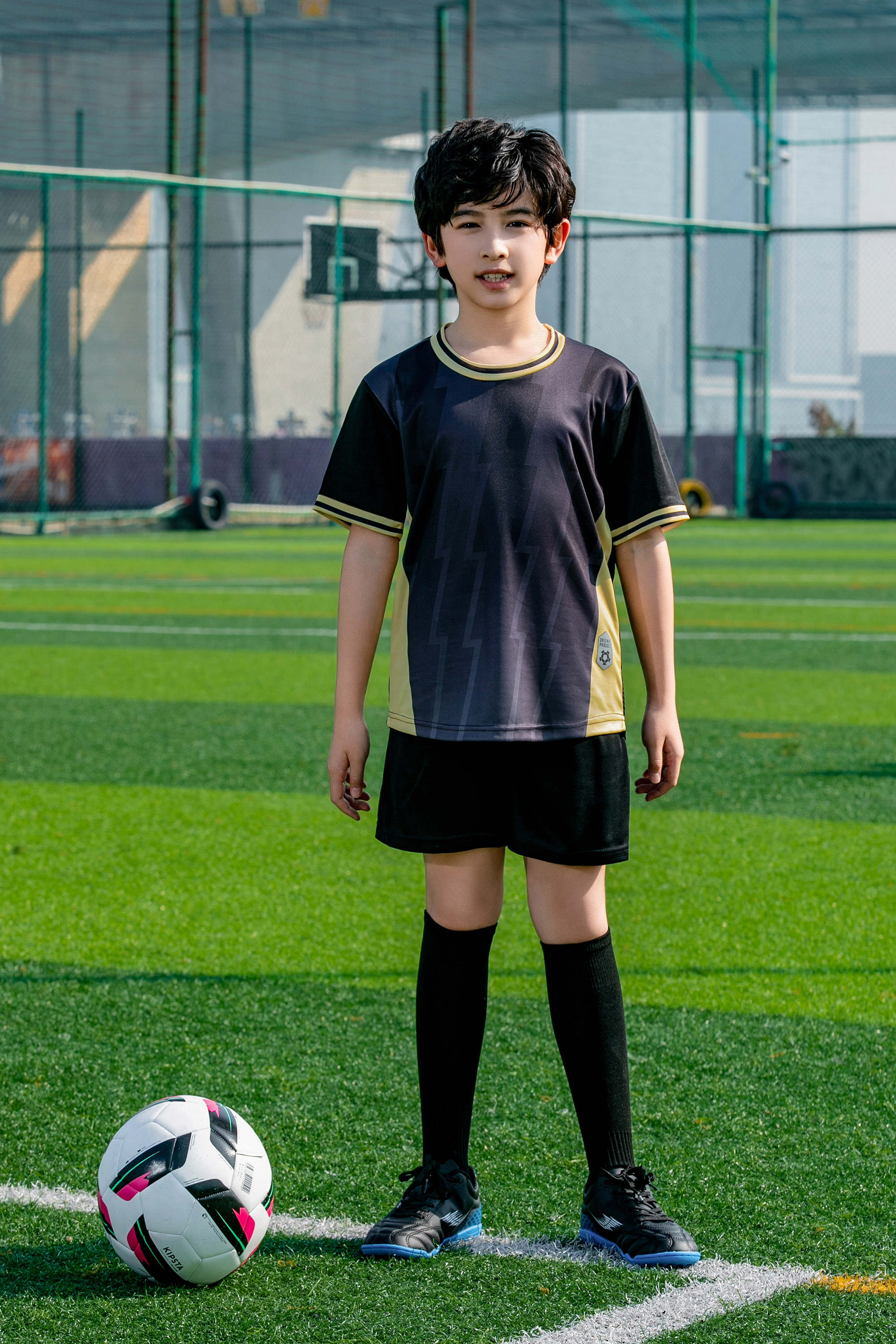 Gradient stripe collar football training suit for children GR4-D8863