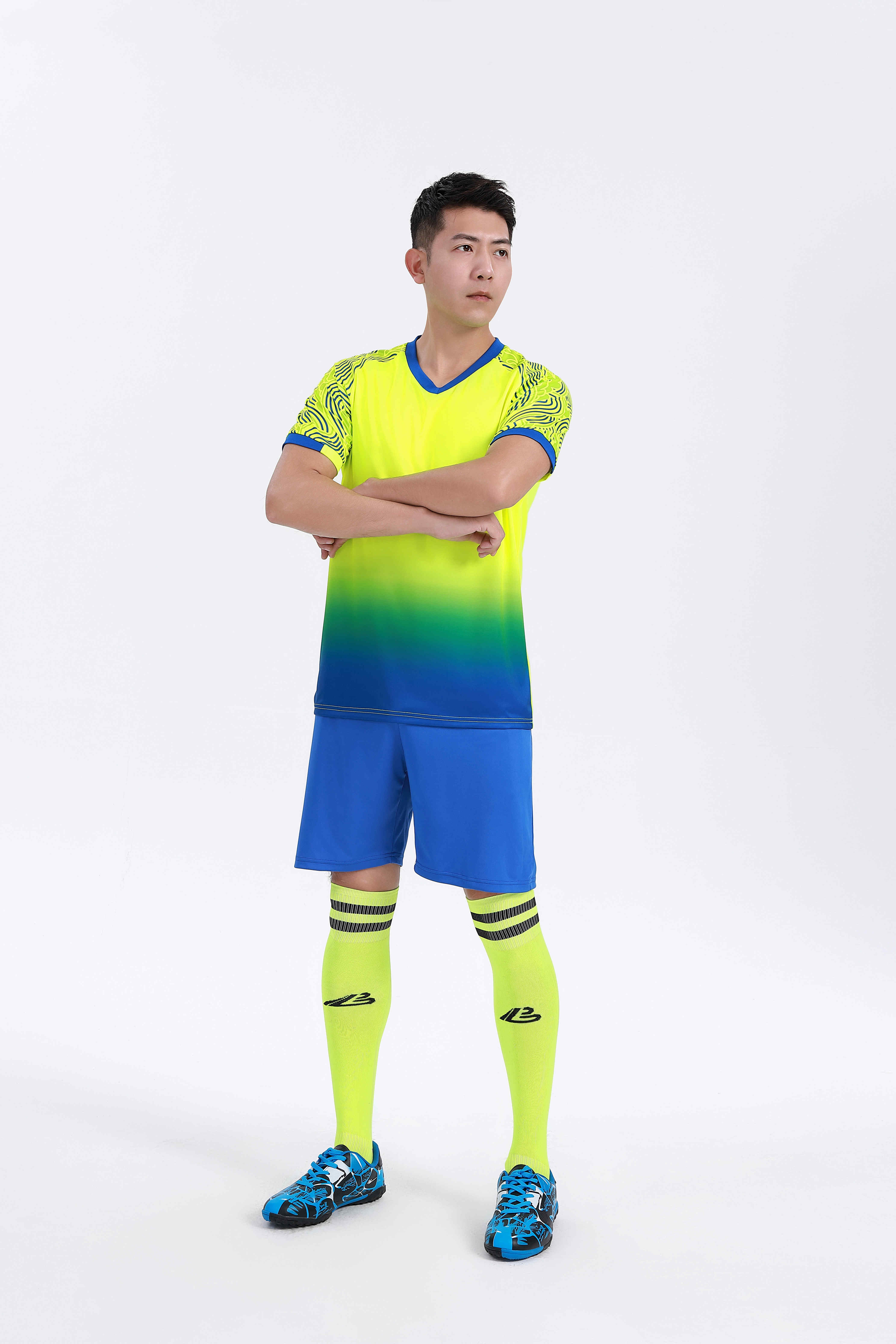 Gradient color football training suit for adults GY6-0751