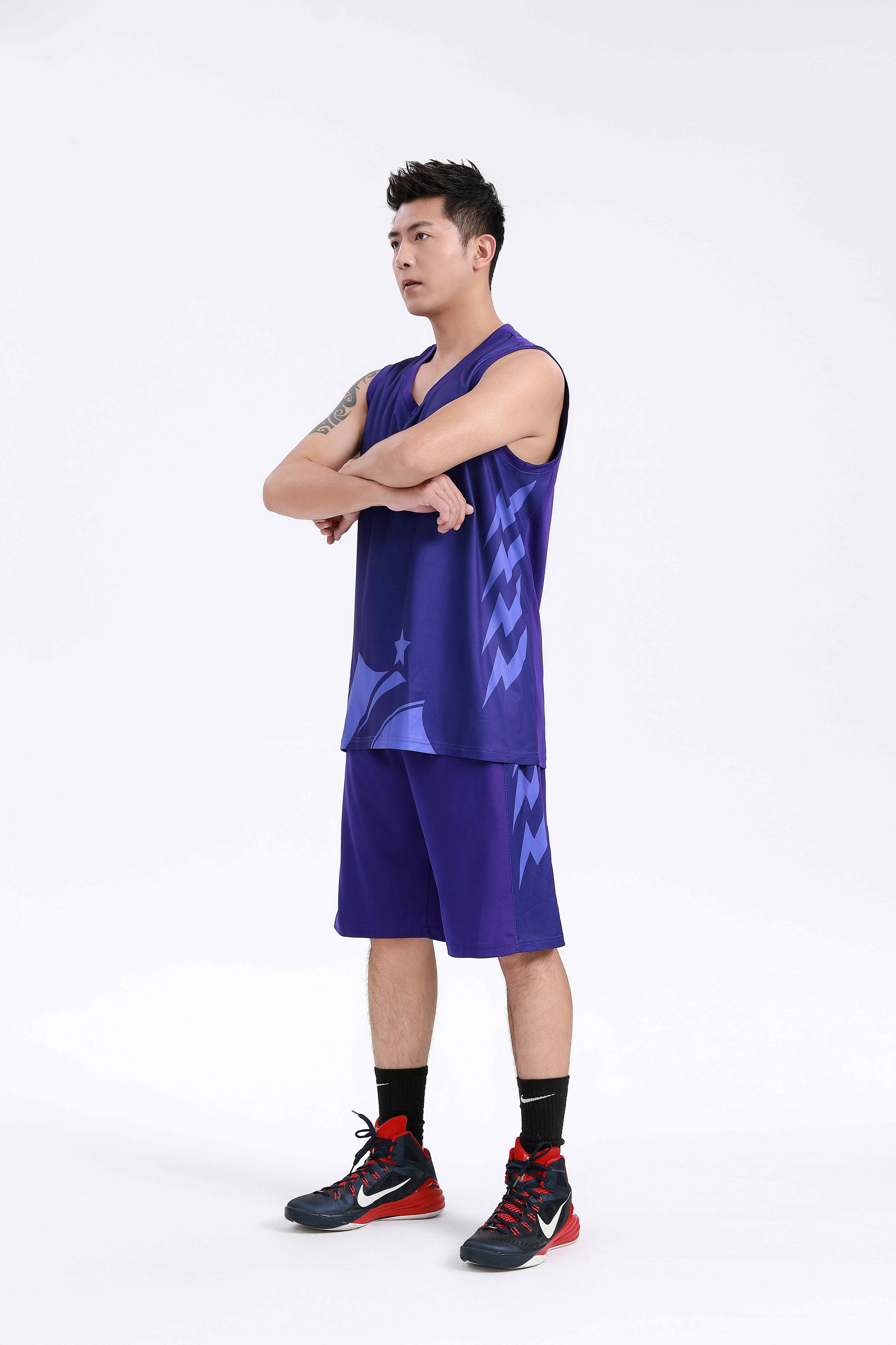 Solid color printed quick-drying sports basketball suit GY6-8452