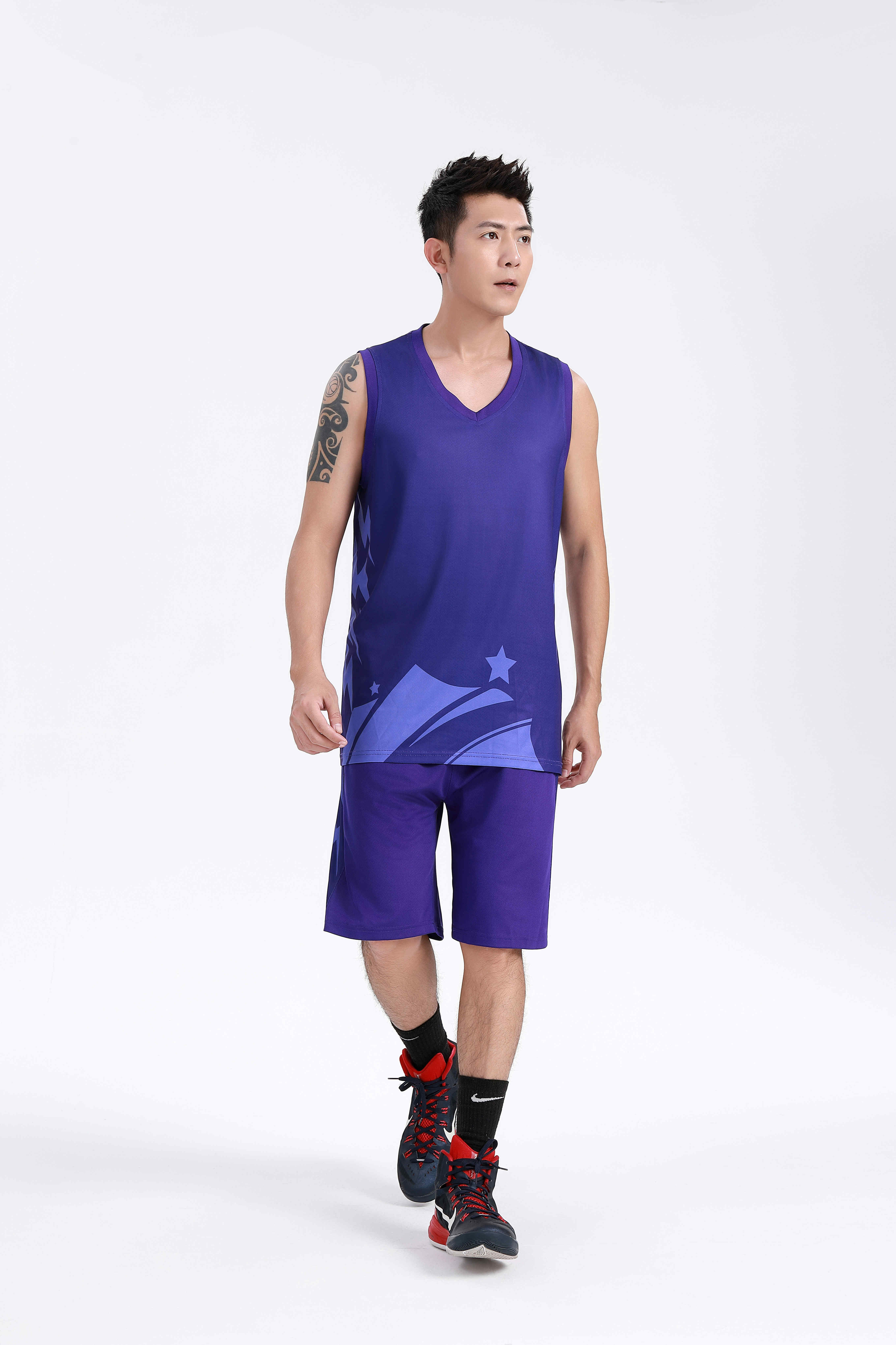 Solid color printed quick-drying sports basketball suit GY6-8452