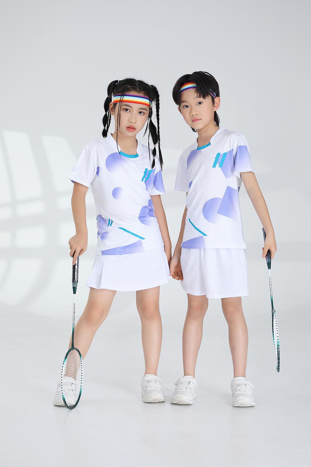 Polyester-ammonia Tianxing mesh sports quick-drying breathable badminton suit 120-1887 children