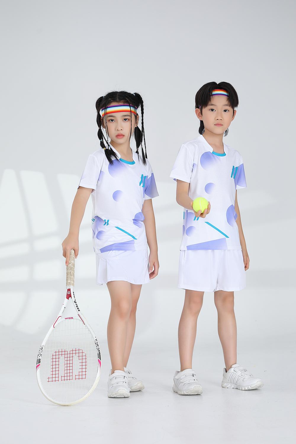 Polyester-ammonia Tianxing mesh sports quick-drying breathable badminton suit 120-1887 children