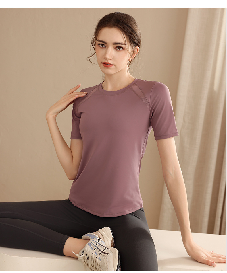 Quick-drying sports short-sleeved T-shirt for women in summer thin yoga wear W18-DX-068