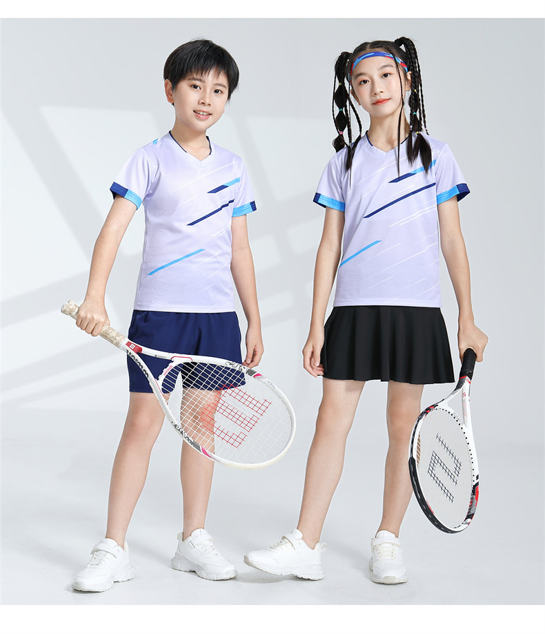 Lightweight slim fit V-neck sports badminton suit 120-901 for children