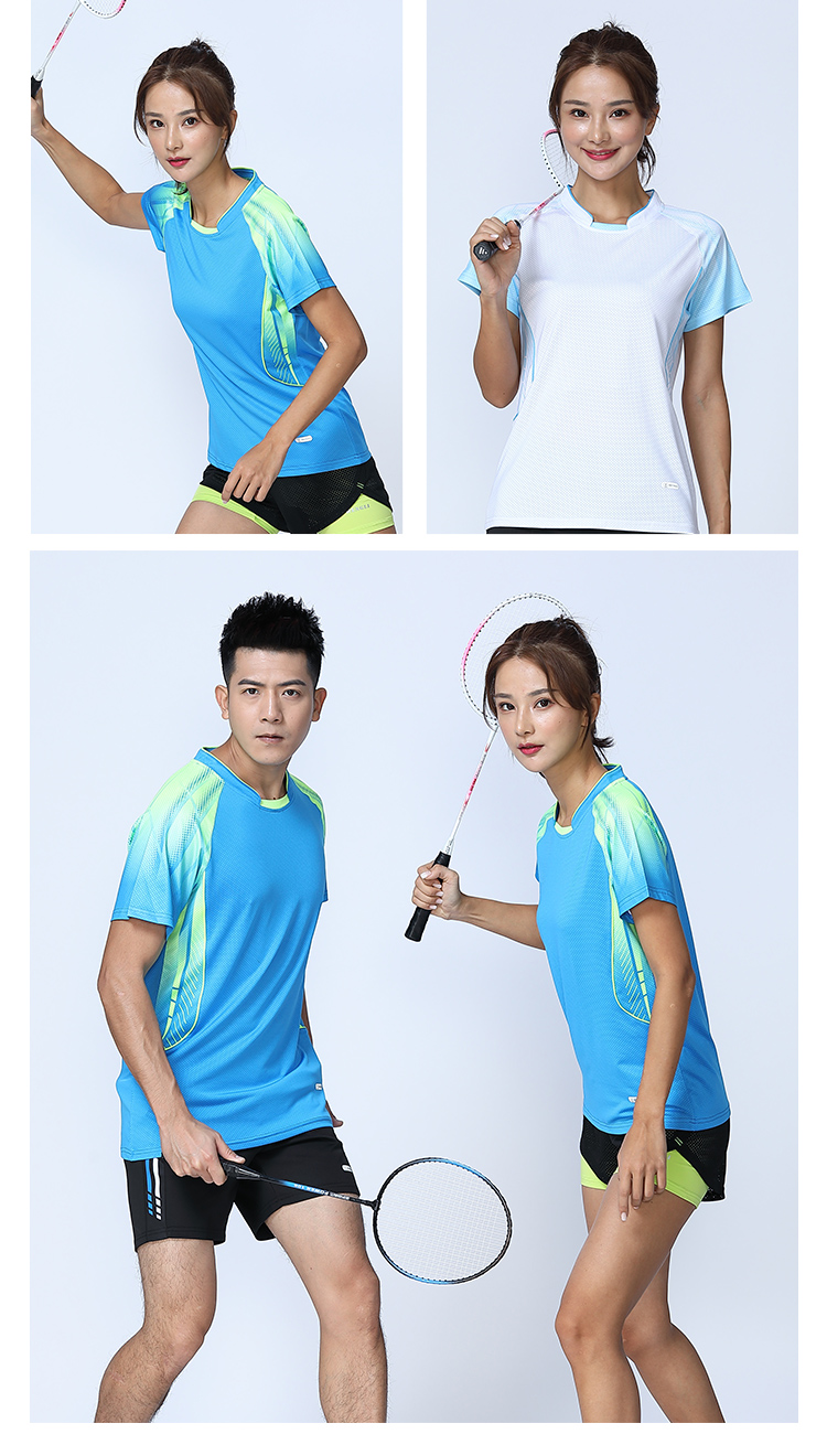 Sports quick-drying stretch fabric stand collar badminton suit short-sleeved top 110-1666