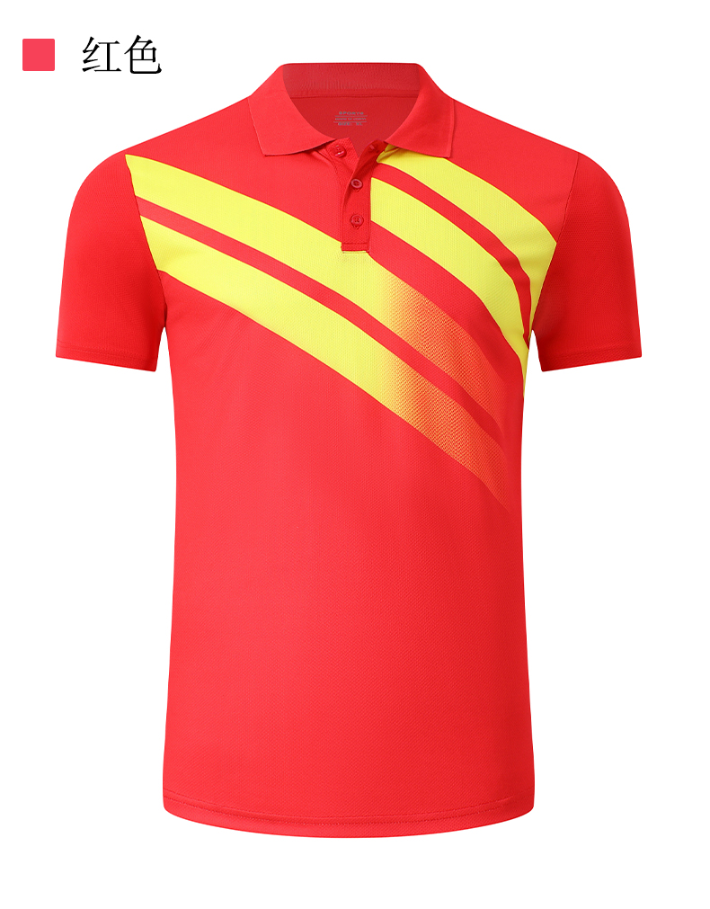 Sports breathable solid color insert color lapel short sleeve table tennis badminton suit men 120-1857 men