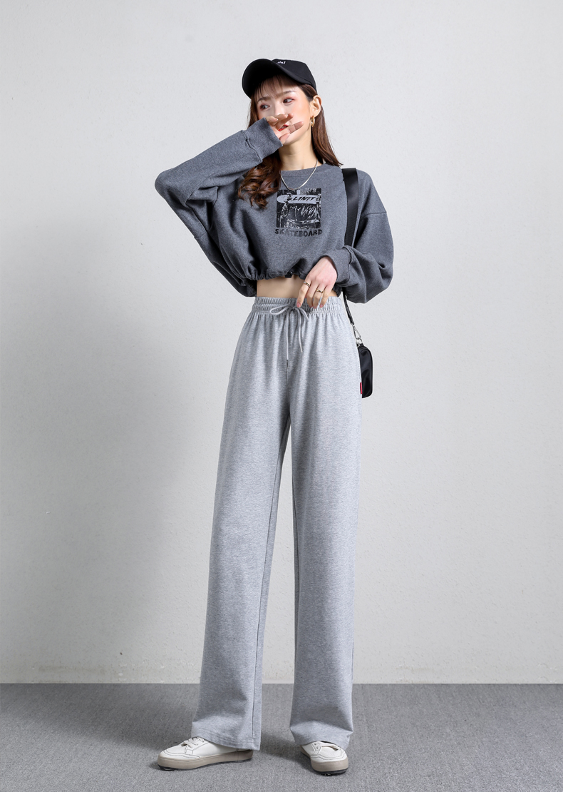 Straight wide-leg pants spring and autumn sports casual trousers for women G32-0701