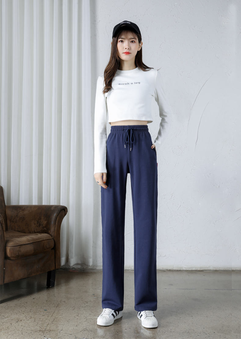 Straight wide-leg pants spring and autumn sports casual trousers for women G32-0701