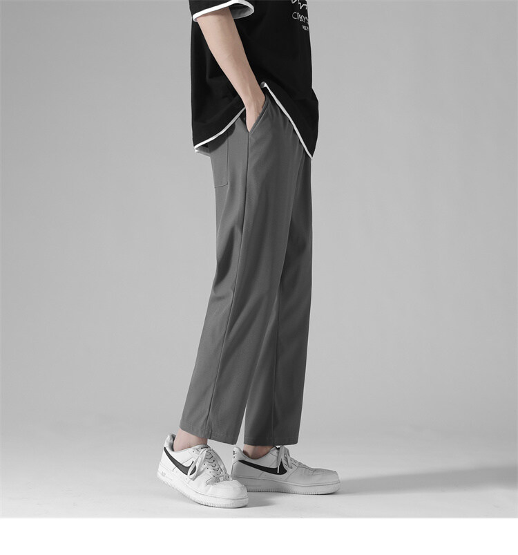 Composite thickened straight Hong Kong style large size ice silk casual trousers KA2-QBW-K606