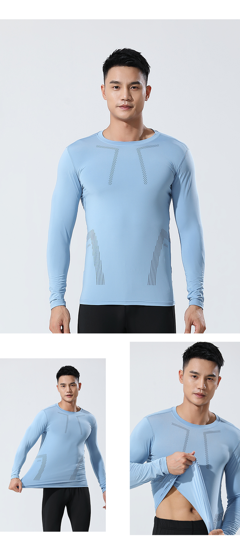 Autumn and winter fitness clothes men long sleeve sports training running quick-drying high elastic G19-3305