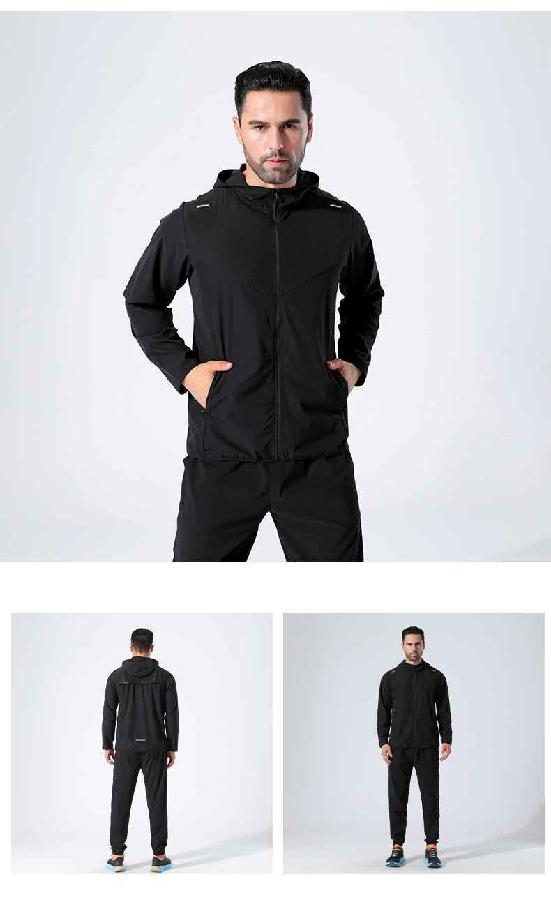 Mesh breathable zipper hooded jacket for men GB11-8505