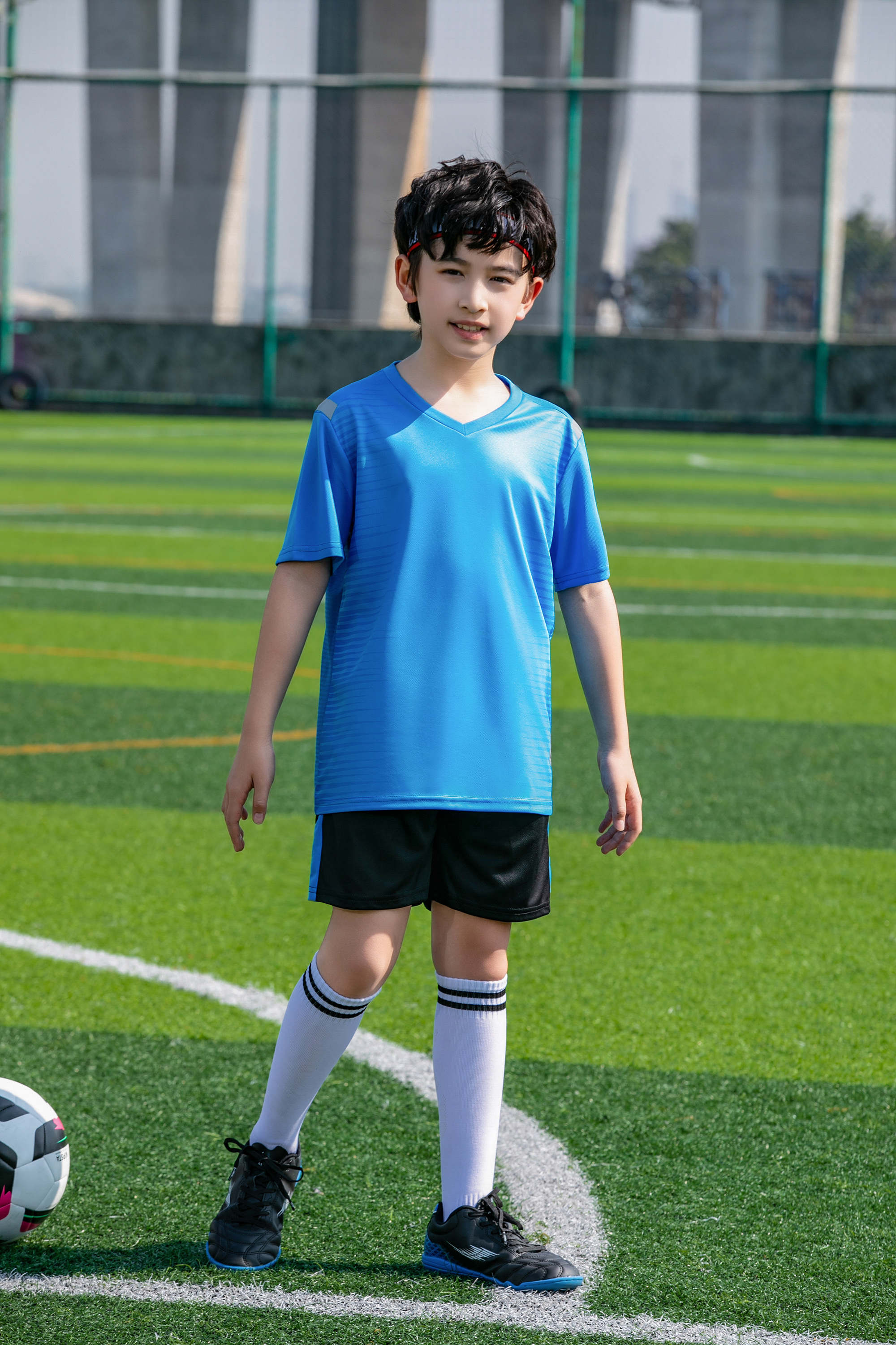 Moisture-absorbent and breathable color-blocked football training suit for children GR4-D8865