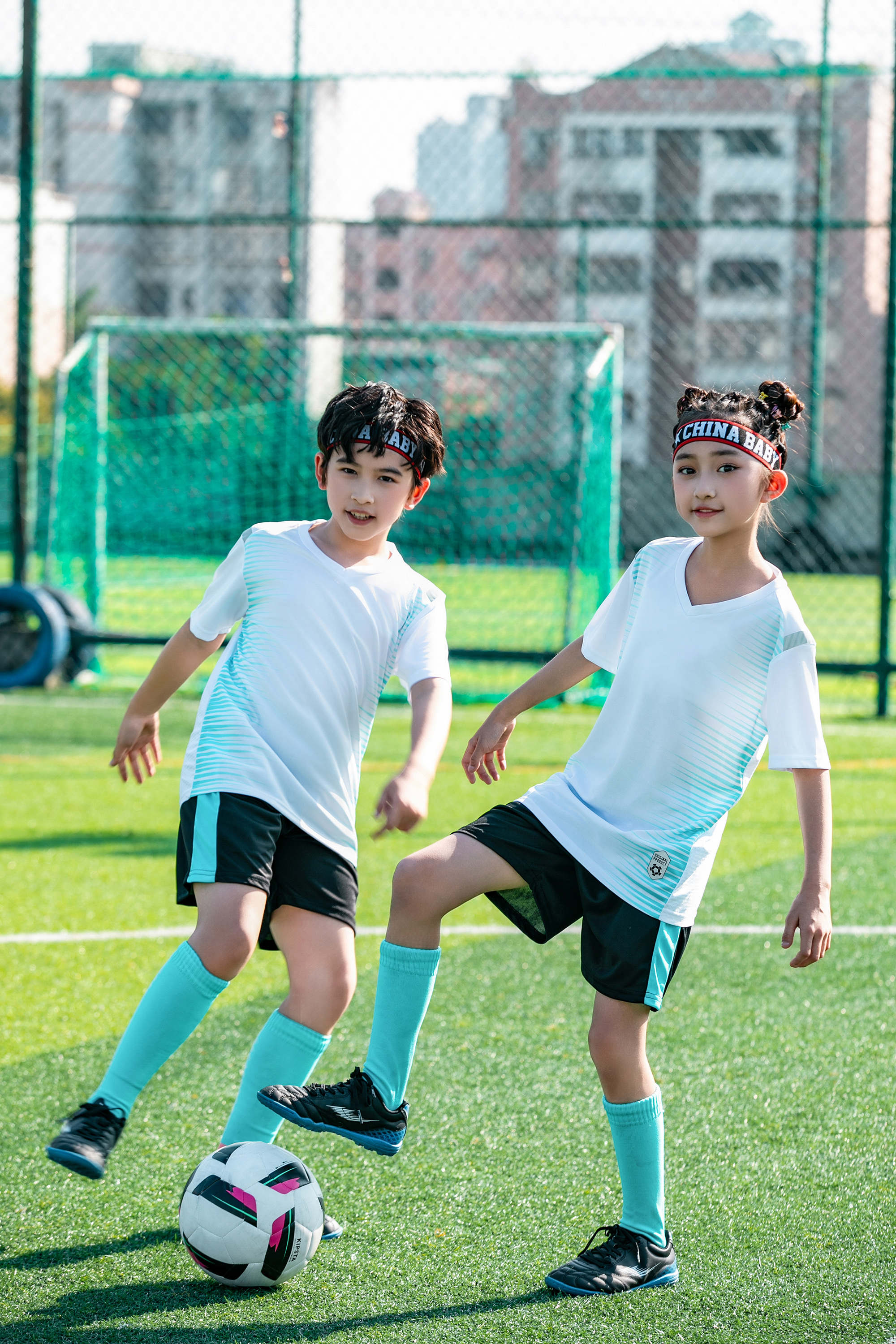 Moisture-absorbent and breathable color-blocked football training suit for children GR4-D8865