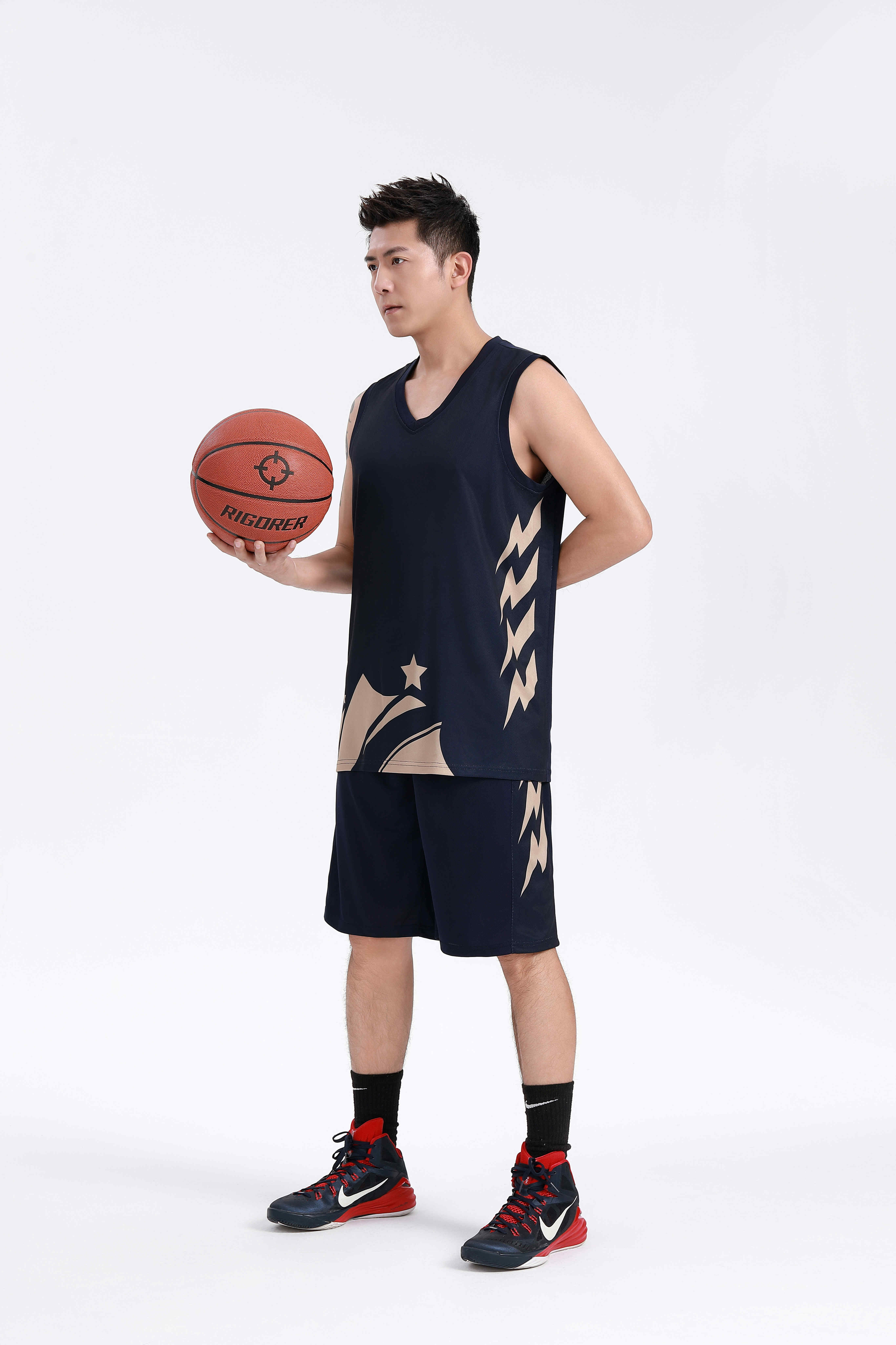 Solid color printed quick-drying sports basketball suit GY6-8452