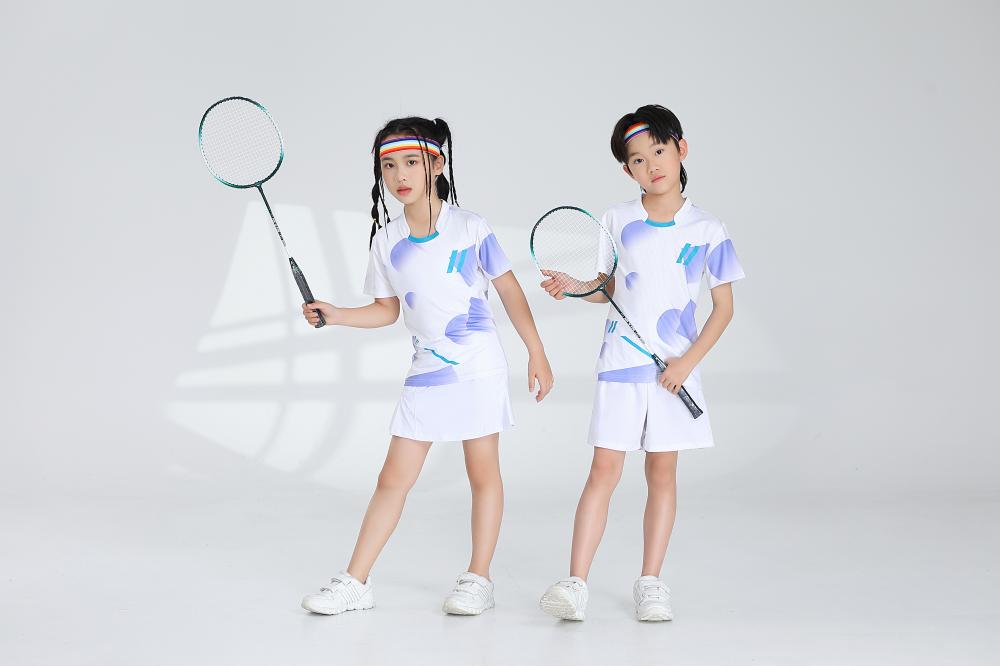 Polyester-ammonia Tianxing mesh sports quick-drying breathable badminton suit 120-1887 children